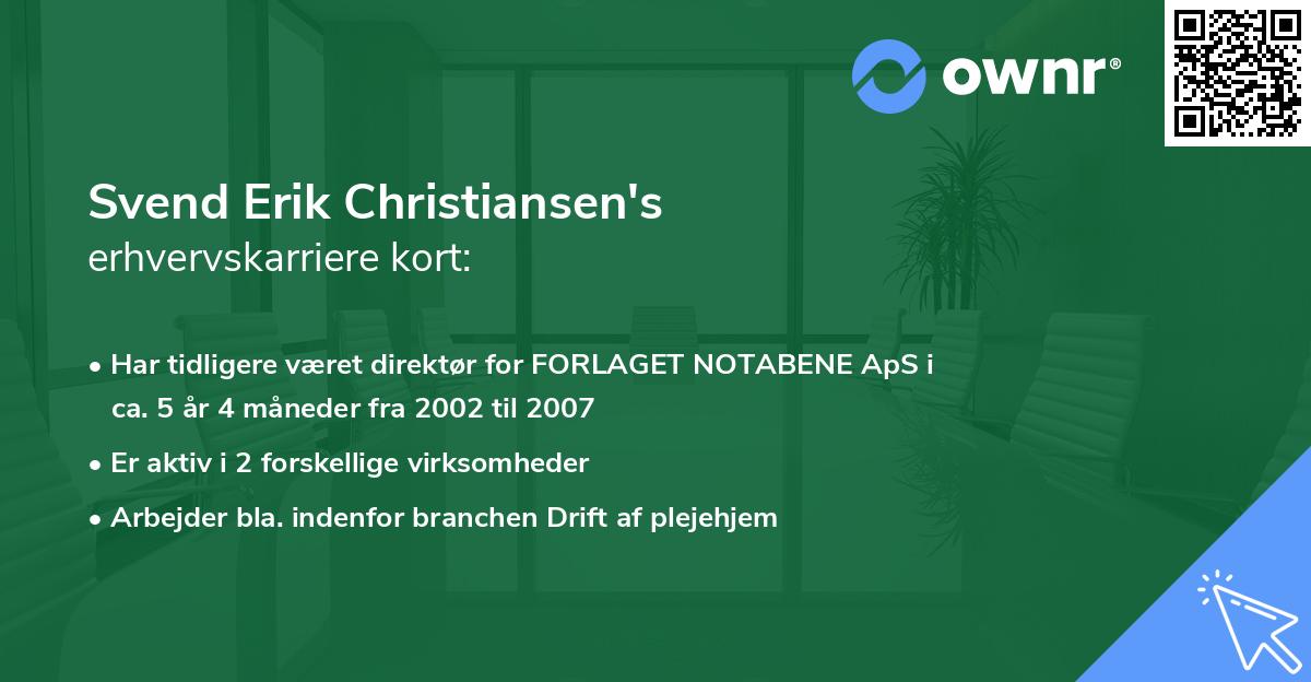 Svend Erik Christiansen's erhvervskarriere kort