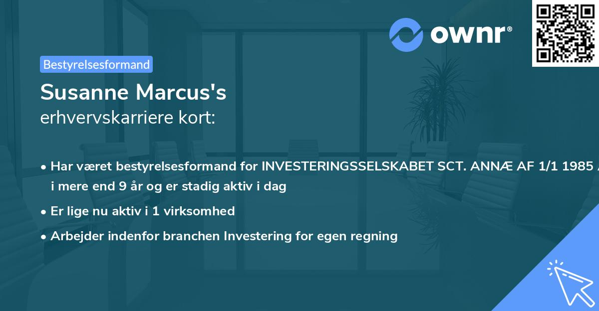 Susanne Marcus's erhvervskarriere kort