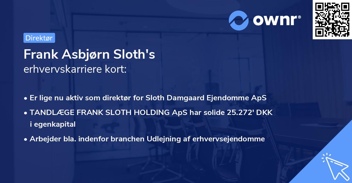 Frank Asbjørn Sloth's erhvervskarriere kort