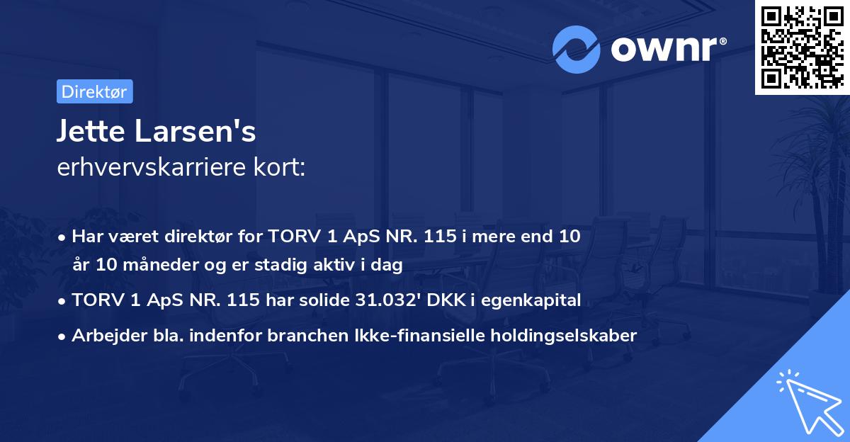 Jette Larsen's erhvervskarriere kort