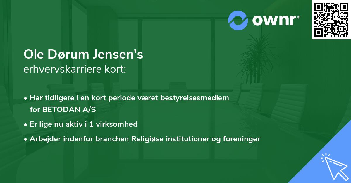 Ole Dørum Jensen's erhvervskarriere kort