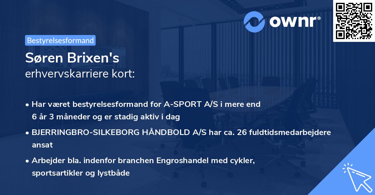Søren Brixen's erhvervskarriere kort