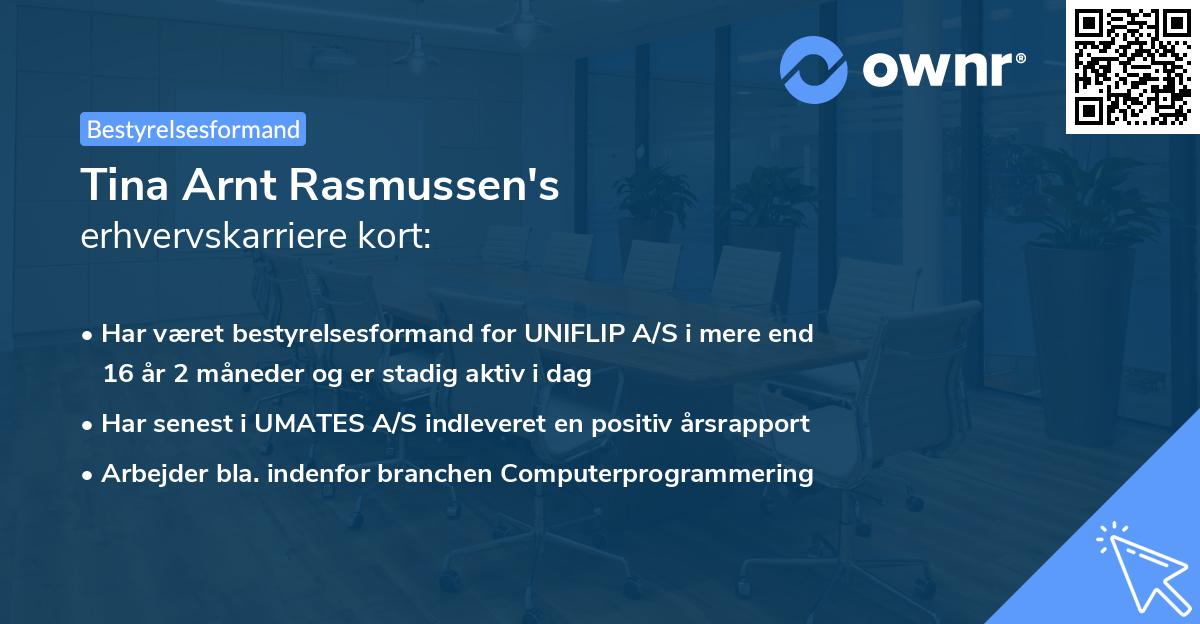 Tina Arnt Rasmussen's erhvervskarriere kort
