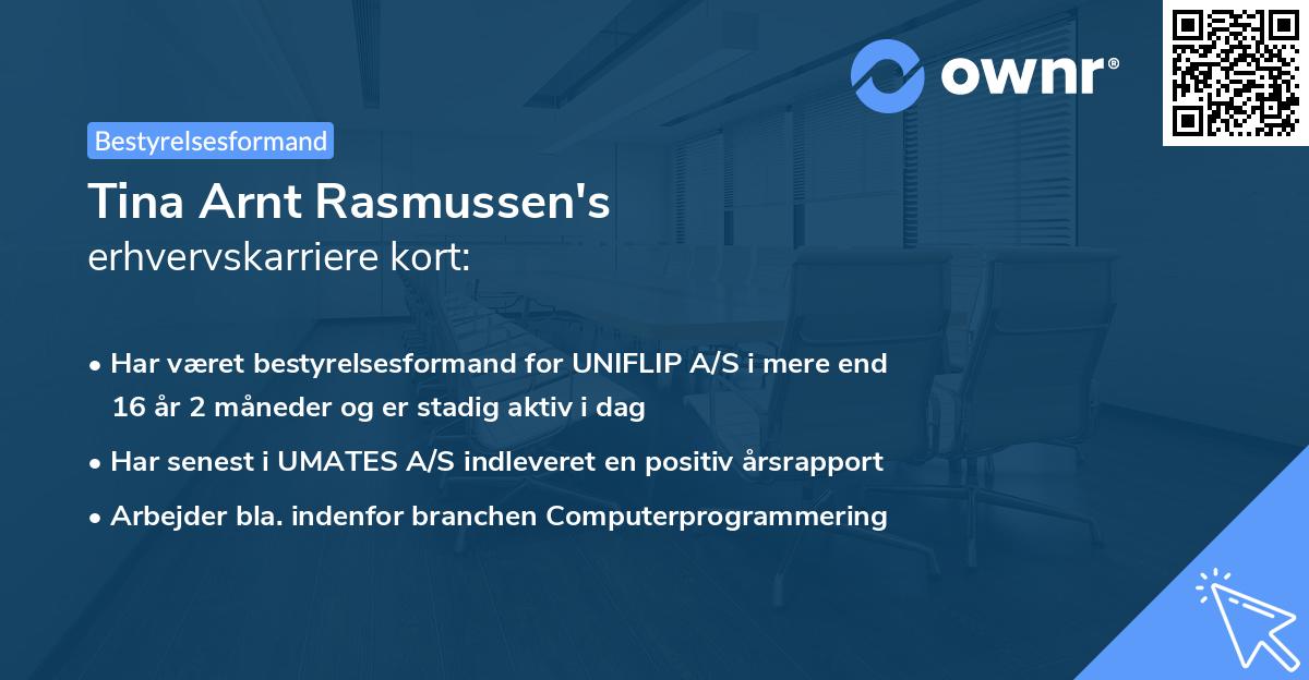 Tina Arnt Rasmussen's erhvervskarriere kort