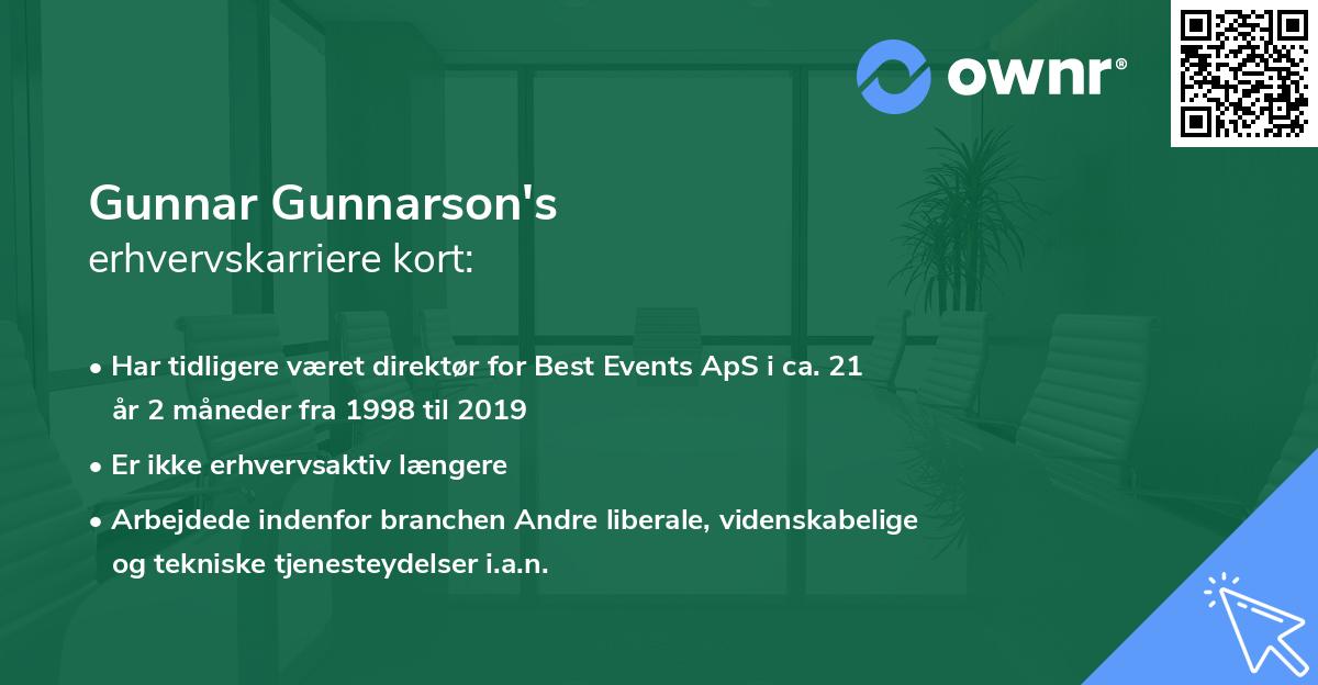 Gunnar Gunnarson's erhvervskarriere kort