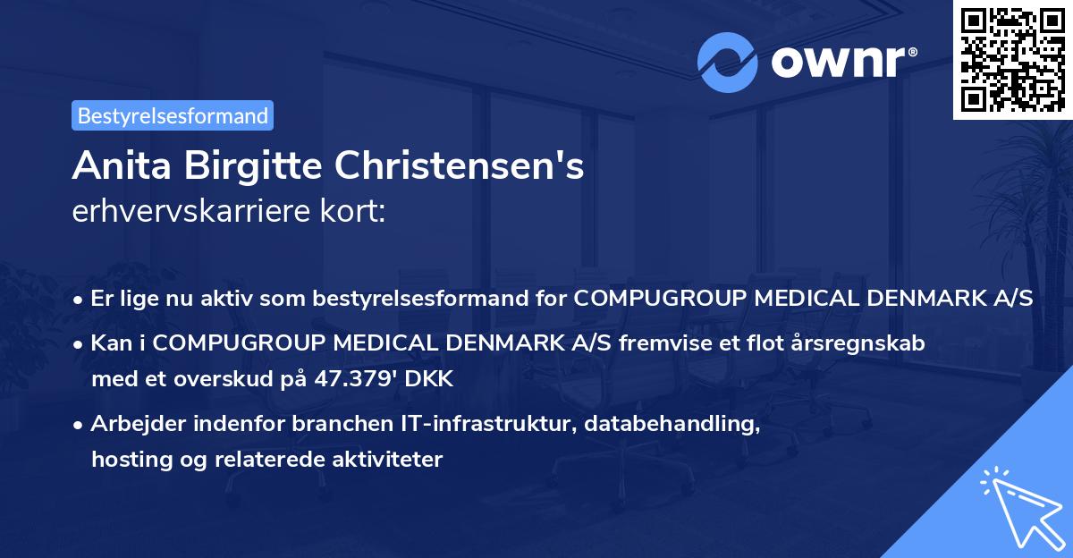 Anita Birgitte Christensen's erhvervskarriere kort