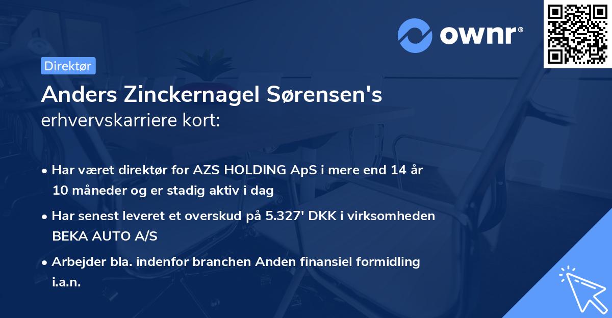 Anders Zinckernagel Sørensen's erhvervskarriere kort