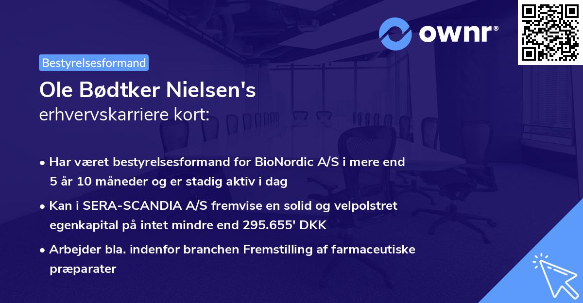 Ole Bødtker Nielsen's erhvervskarriere kort