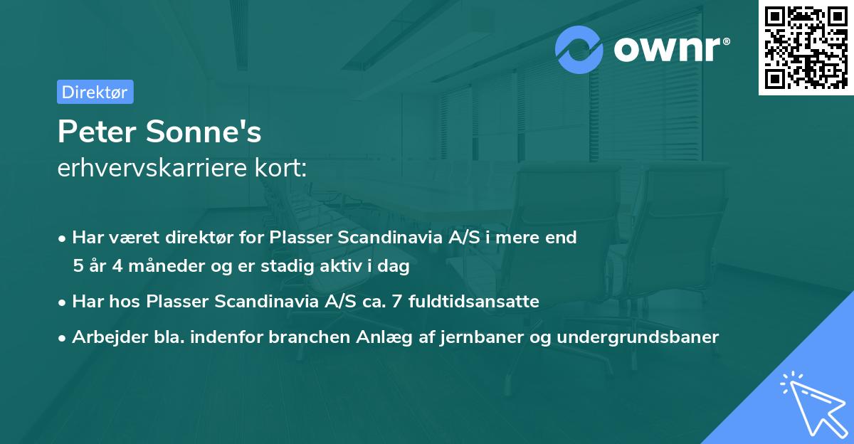 Peter Sonne's erhvervskarriere kort