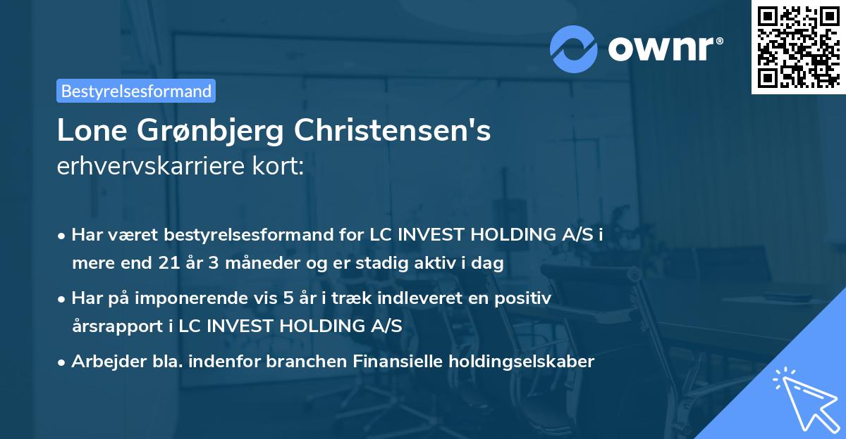 Lone Grønbjerg Christensen's erhvervskarriere kort