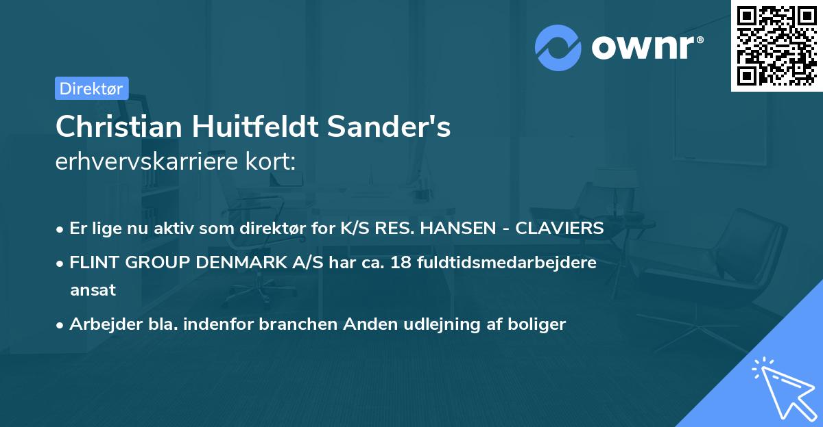 Christian Huitfeldt Sander's erhvervskarriere kort