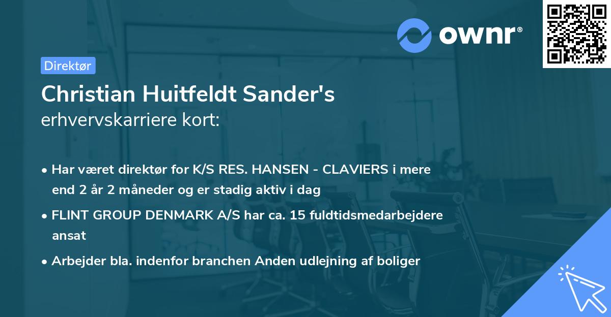 Christian Huitfeldt Sander's erhvervskarriere kort