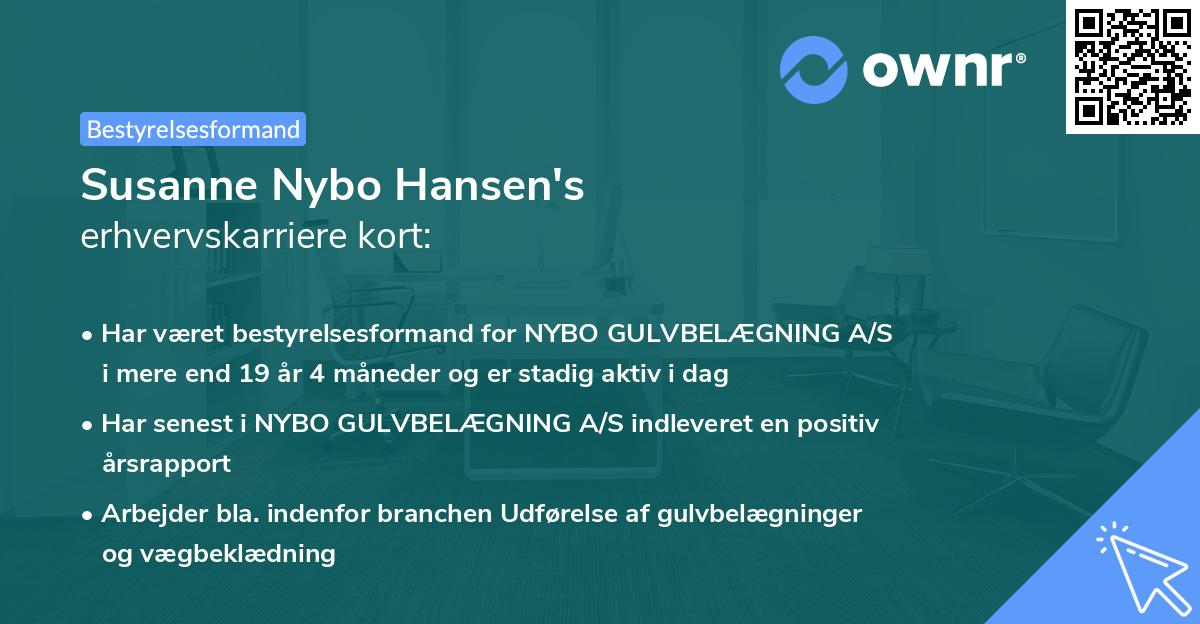 Susanne Nybo Hansen's erhvervskarriere kort