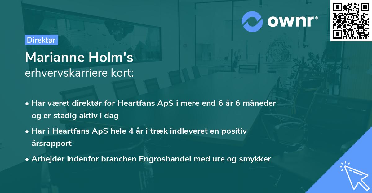 Marianne Holm's erhvervskarriere kort