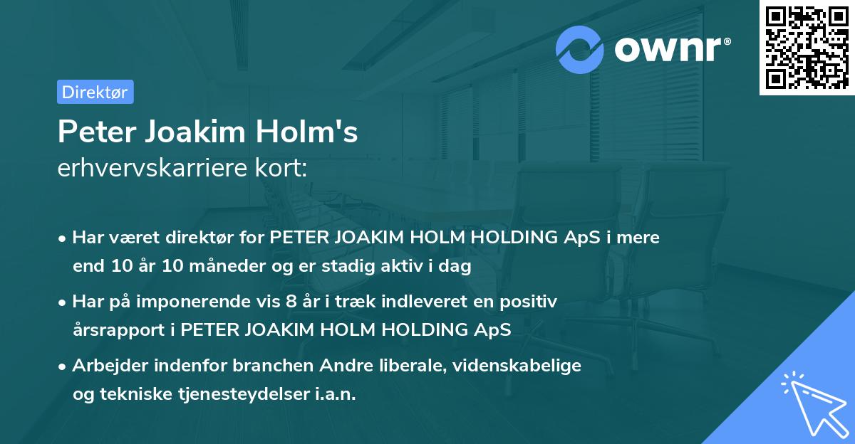 Peter Joakim Holm's erhvervskarriere kort