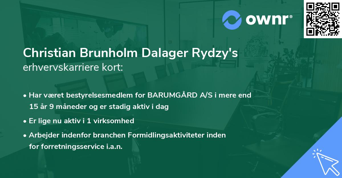 Christian Brunholm Dalager Rydzy's erhvervskarriere kort