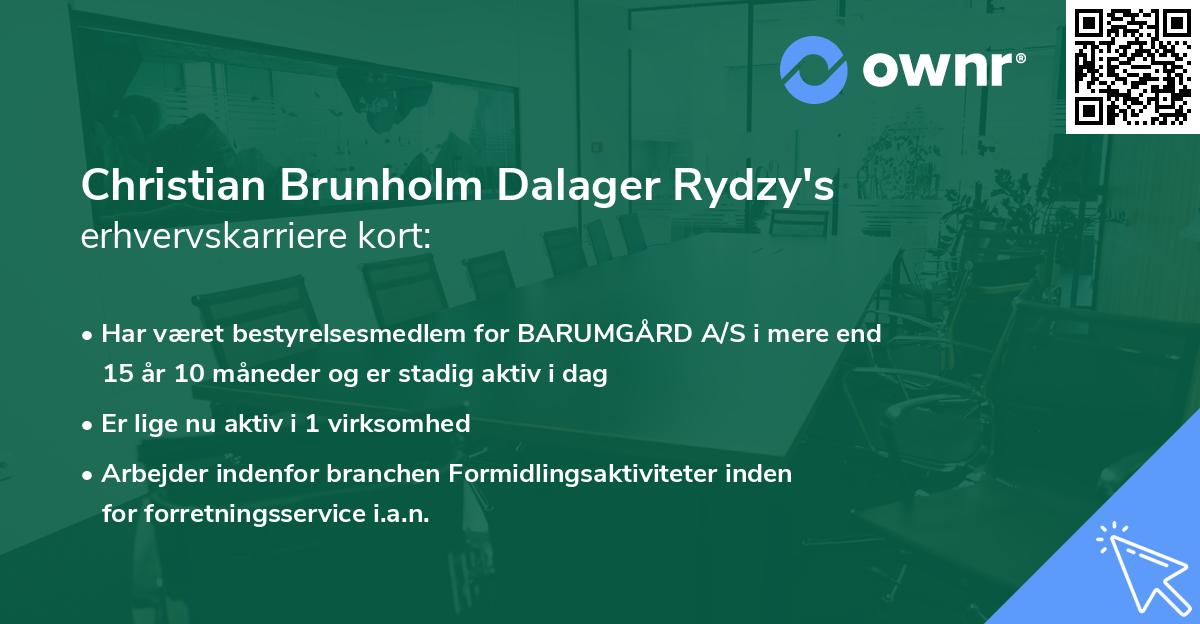 Christian Brunholm Dalager Rydzy's erhvervskarriere kort