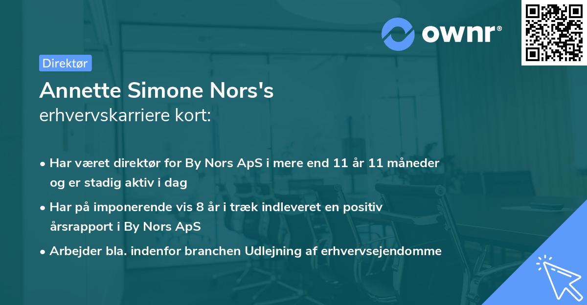 Annette Simone Nors's erhvervskarriere kort