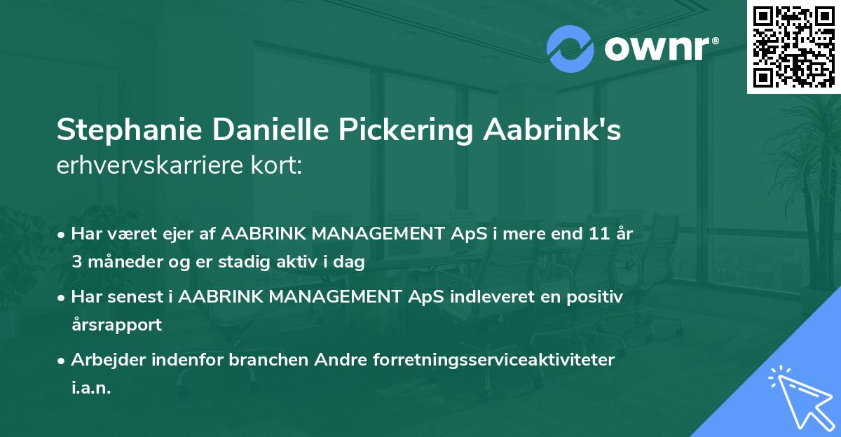 Stephanie Danielle Pickering Aabrink's erhvervskarriere kort