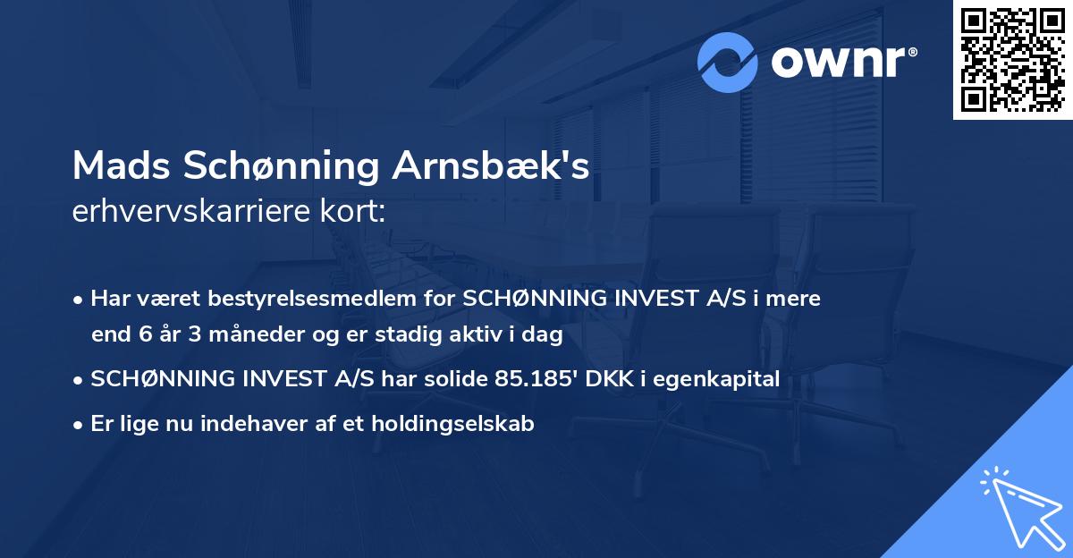 Mads Schønning Arnsbæk's erhvervskarriere kort