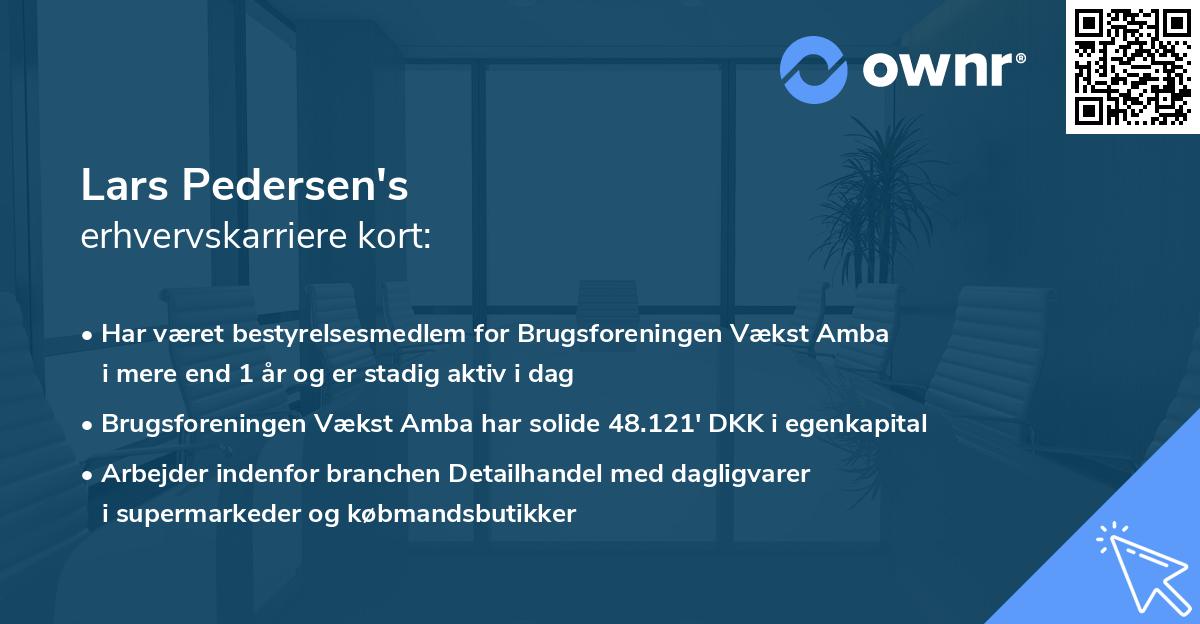 Lars Pedersen's erhvervskarriere kort