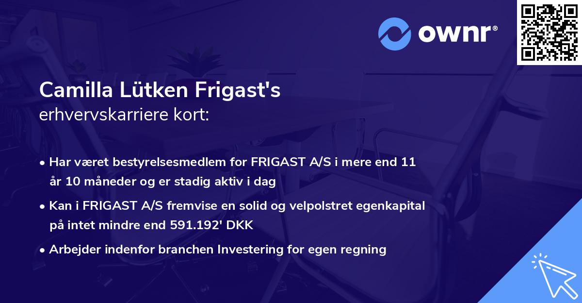 Camilla Lütken Frigast's erhvervskarriere kort
