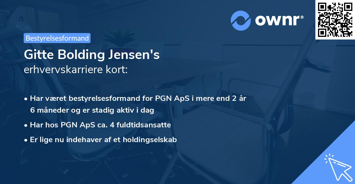 Gitte Bolding Jensen's erhvervskarriere kort