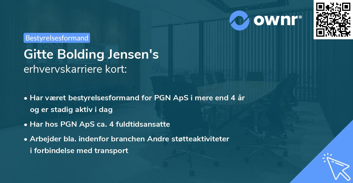 Gitte Bolding Jensen's erhvervskarriere kort