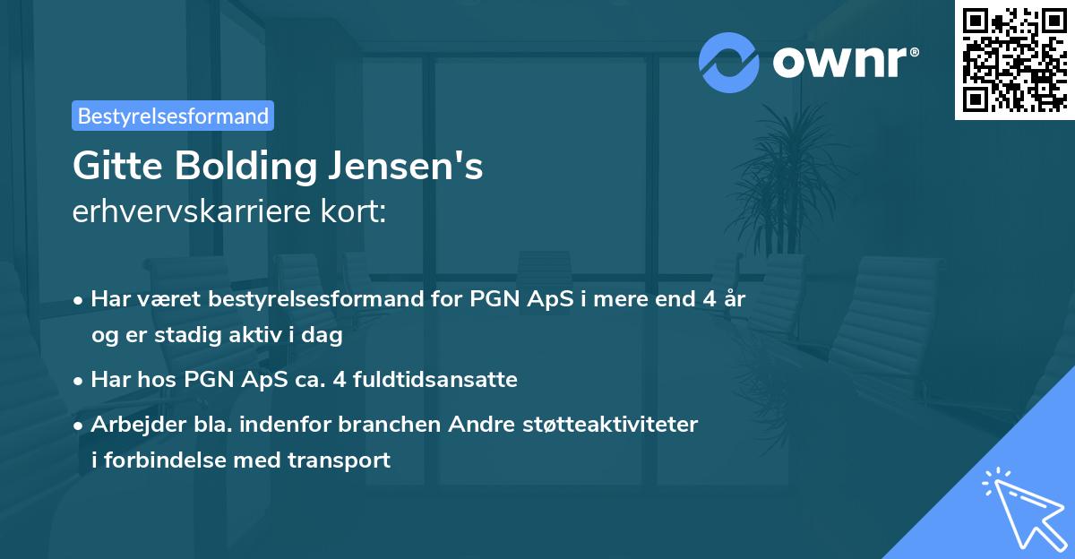 Gitte Bolding Jensen's erhvervskarriere kort