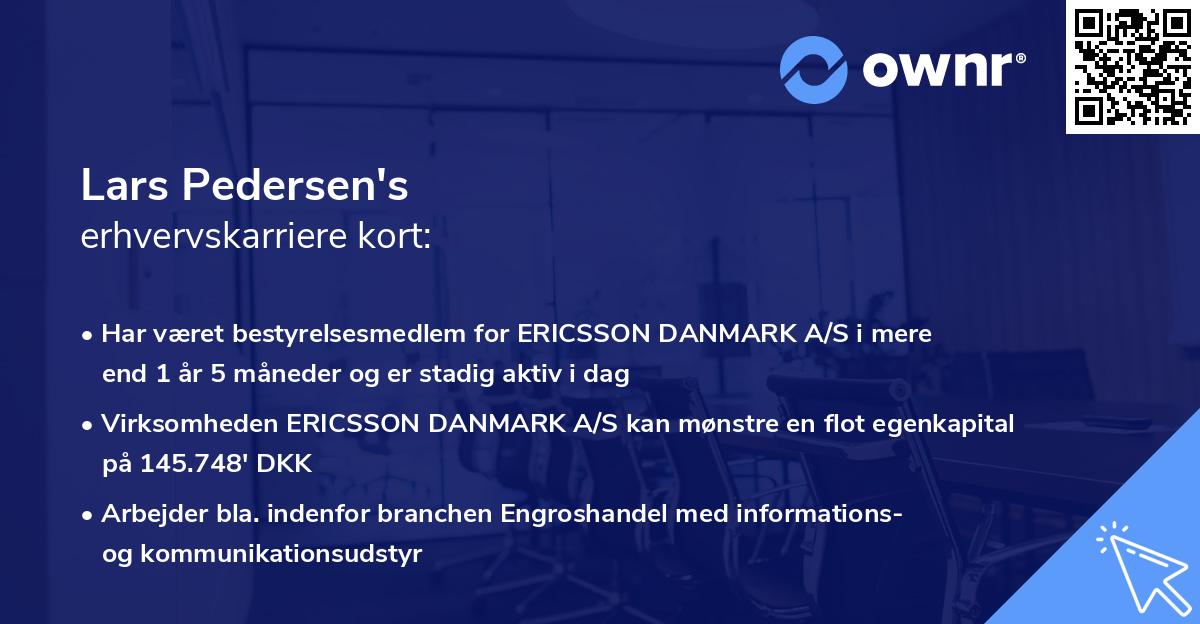 Lars Pedersen's erhvervskarriere kort