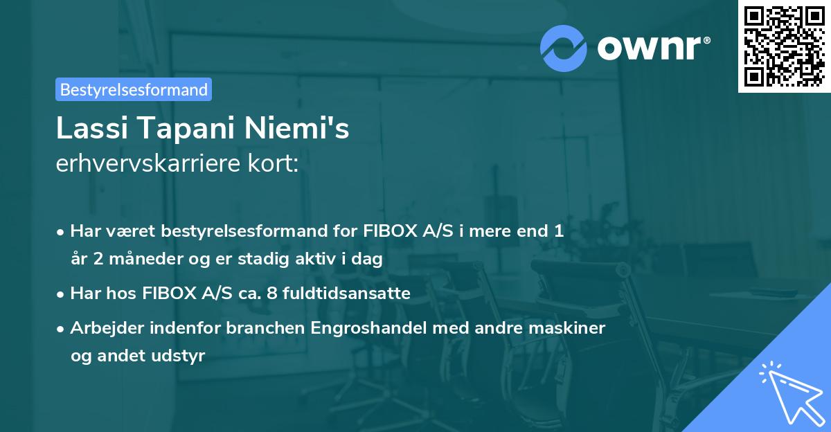 Lassi Tapani Niemi's erhvervskarriere kort