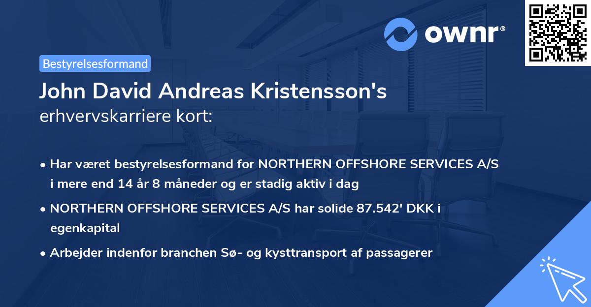 John David Andreas Kristensson's erhvervskarriere kort