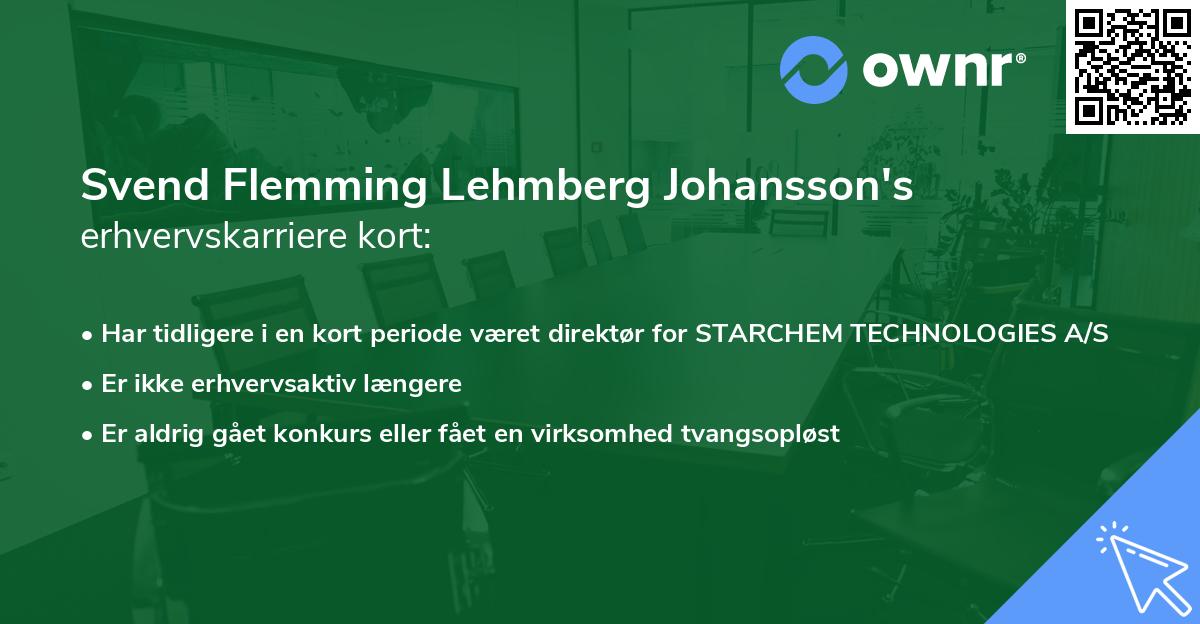 Svend Flemming Lehmberg Johansson's erhvervskarriere kort