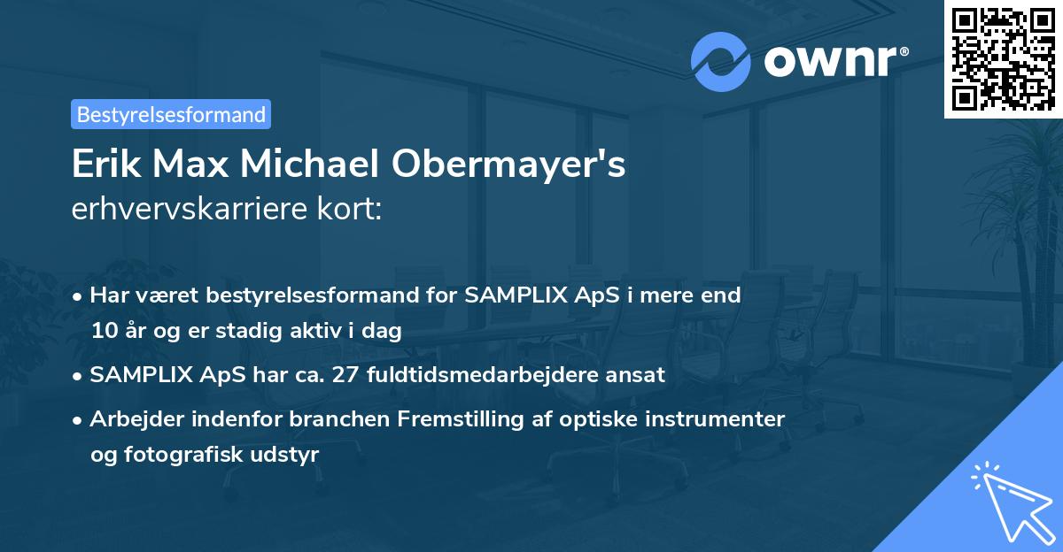 Erik Max Michael Obermayer's erhvervskarriere kort