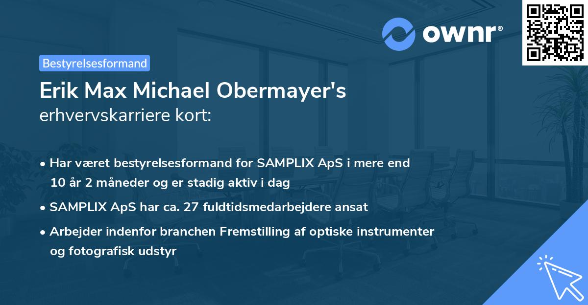 Erik Max Michael Obermayer's erhvervskarriere kort