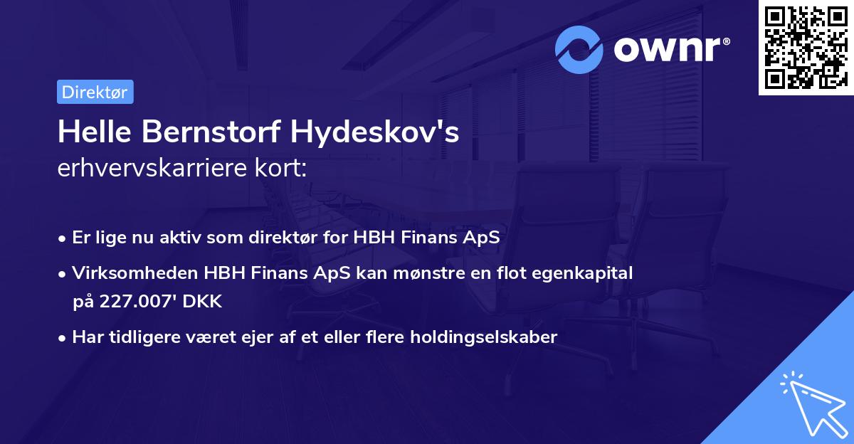 Helle Bernstorf Hydeskov's erhvervskarriere kort