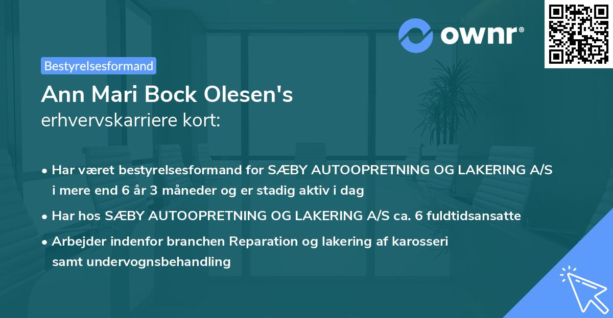Ann Mari Bock Olesen's erhvervskarriere kort