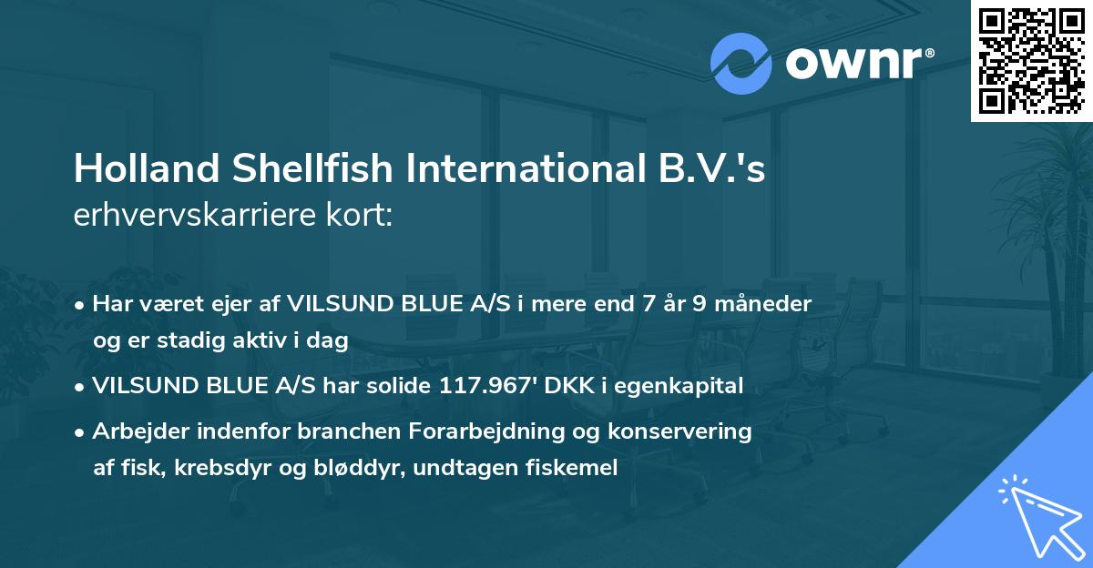 Holland Shellfish International B.V.'s erhvervskarriere kort