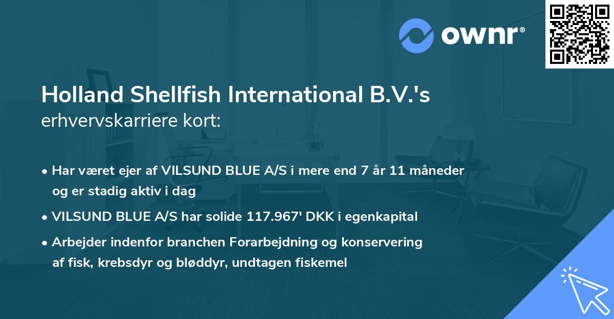 Holland Shellfish International B.V.'s erhvervskarriere kort