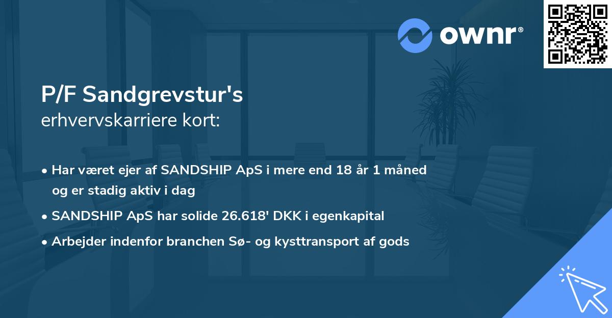 P/F Sandgrevstur's erhvervskarriere kort