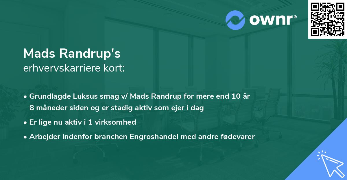 Mads Randrup's erhvervskarriere kort