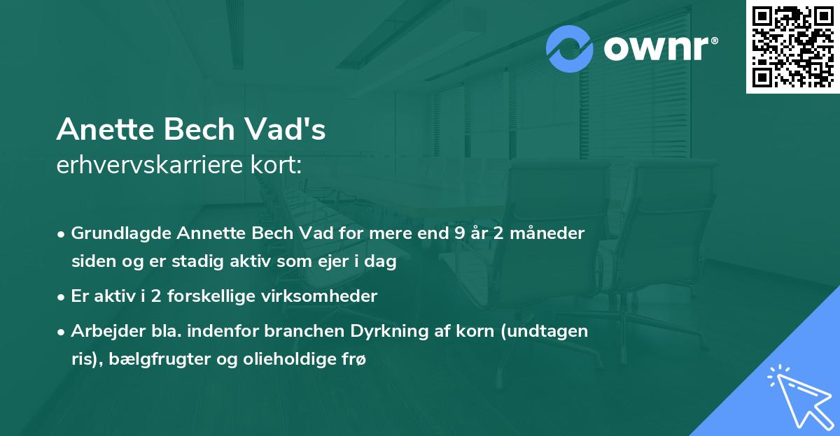 Anette Bech Vad's erhvervskarriere kort