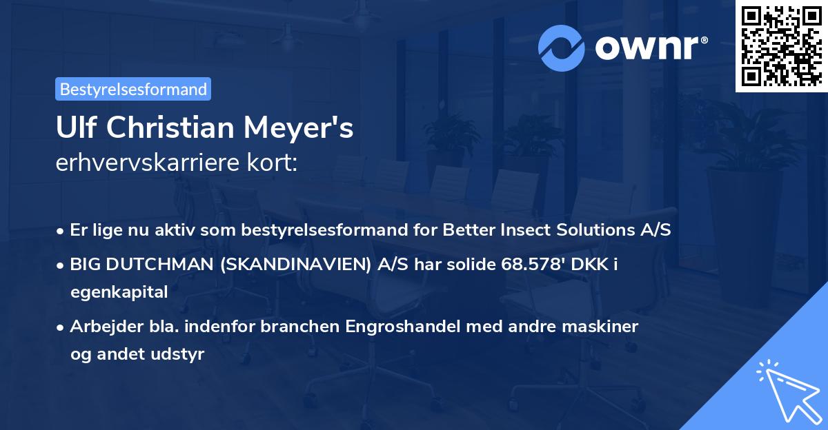 Ulf Christian Meyer's erhvervskarriere kort