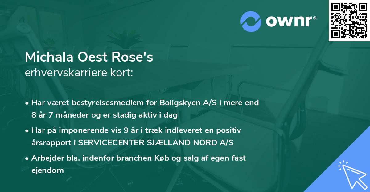 Michala Oest Rose's erhvervskarriere kort