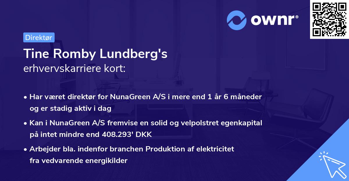 Tine Romby Lundberg's erhvervskarriere kort