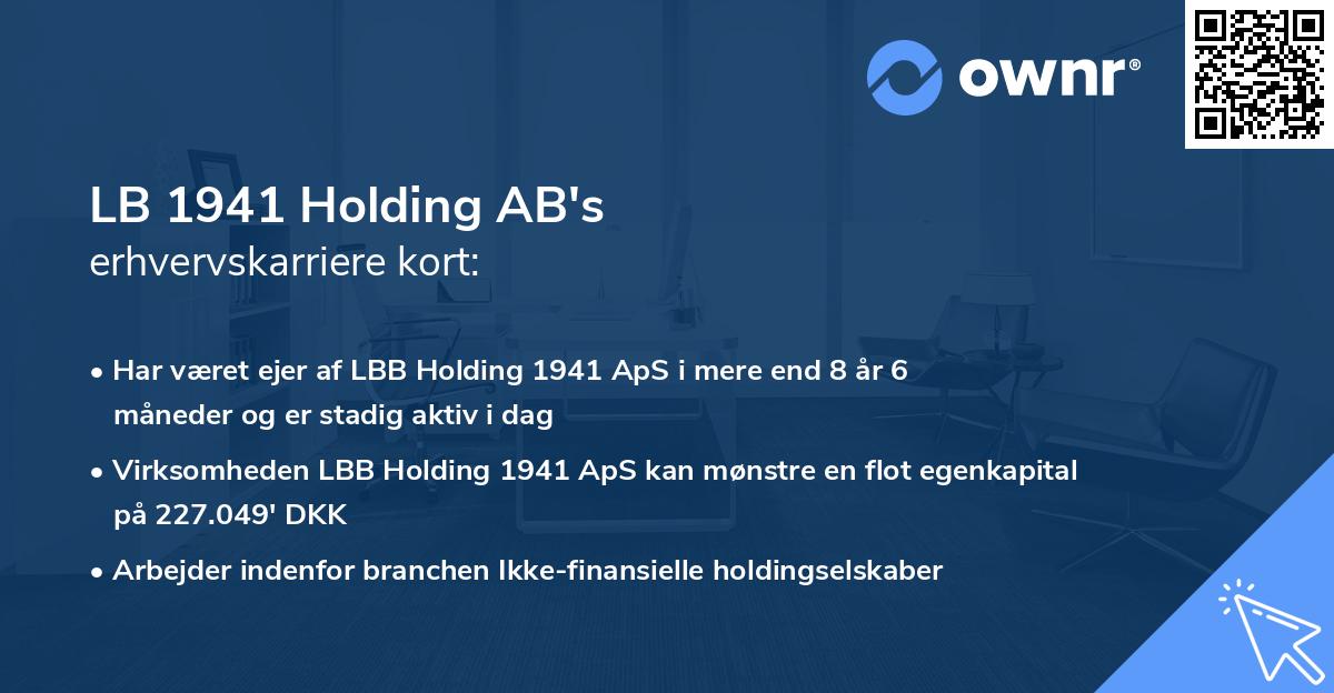 LB 1941 Holding AB's erhvervskarriere kort