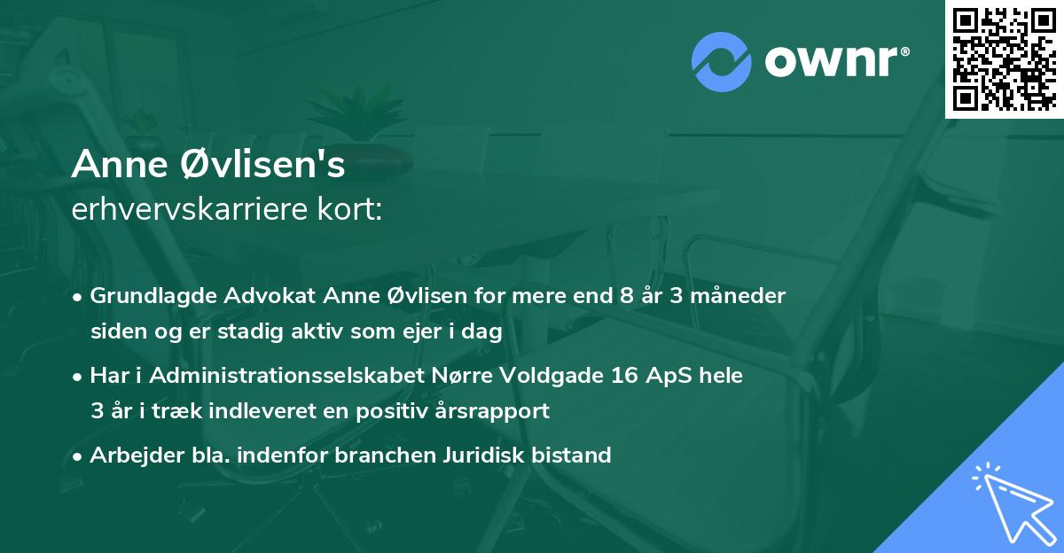 Anne Øvlisen's erhvervskarriere kort