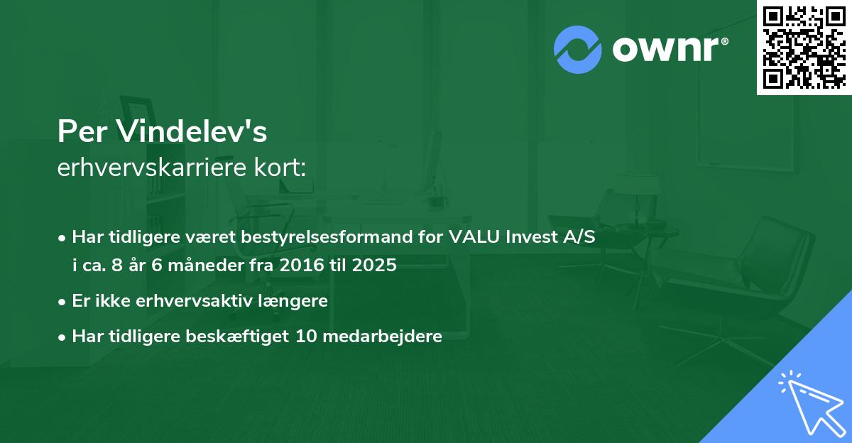 Per Vindelev's erhvervskarriere kort