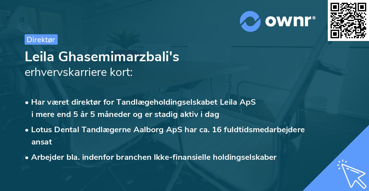 Leila Ghasemimarzbali's erhvervskarriere kort