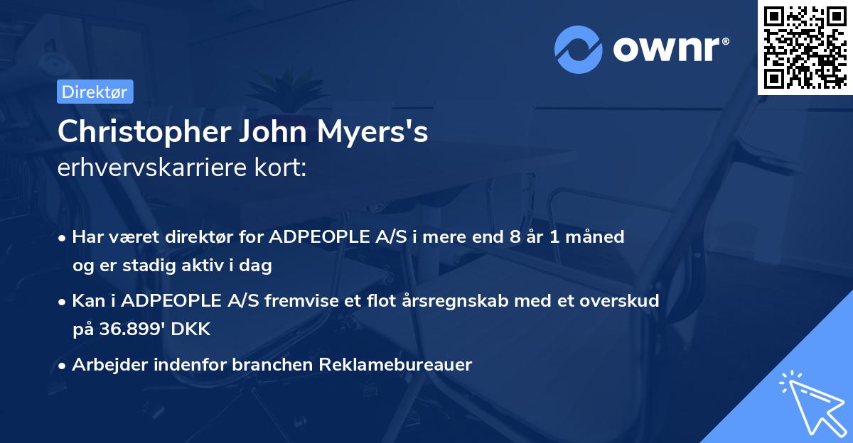 Christopher John Myers's erhvervskarriere kort